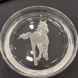 Hoya Crystal Wine Bottle Coaster. Japan Used